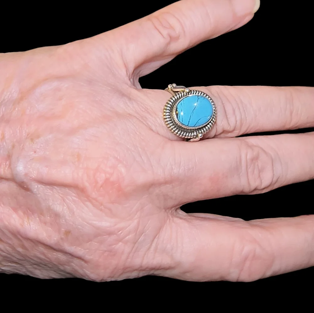 Sterling Silver & Faux Turquoise Southwestern Style Ring